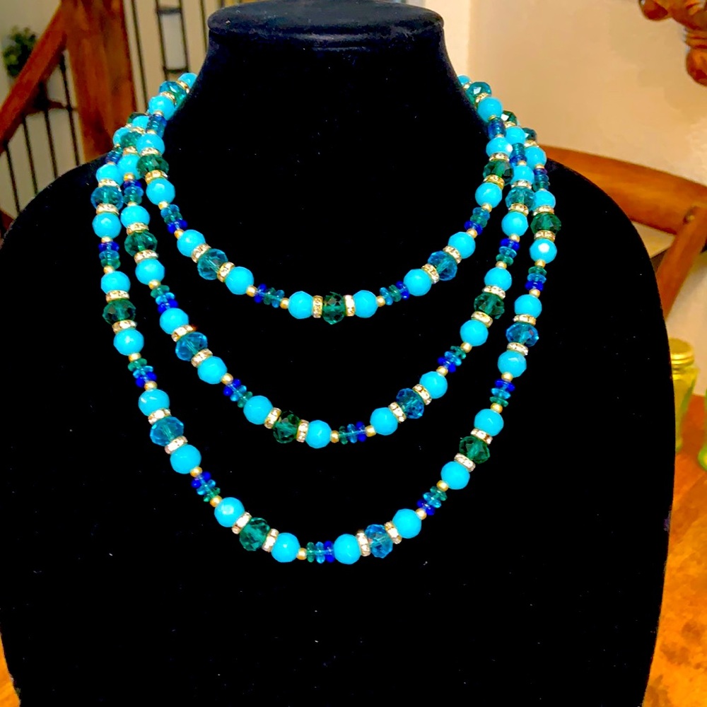 62” long necklace. 24k gold plated spacers.